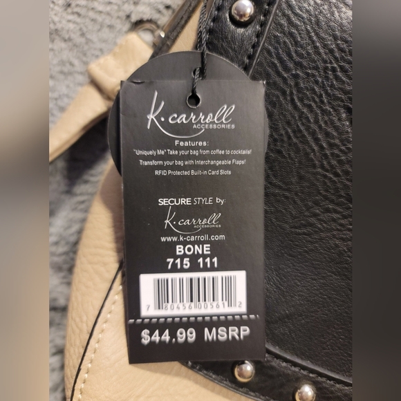 K Carroll Black and Cream Bag Crossbody Purse With RFID Protection *NEW* - Picture 5 of 6